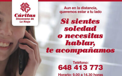 Cáritas La Rioja ofrece acompañamiento telefónico a las personas que sienten soledad durante la cuarentena