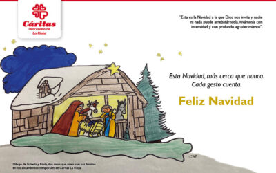Las familias de los alojamientos temporales de Cáritas La Rioja realizan un taller de creatividad para felicitar la Navidad