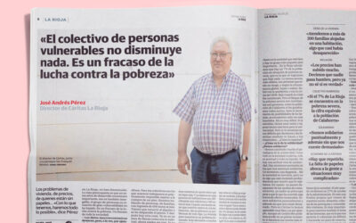 José Andrés Pérez en Diario La Rioja: “El colectivo de personas vulnerables no ha disminuido. Es un fracaso de la lucha contra la pobreza”